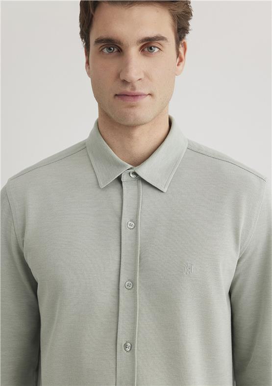 Mavı M0210294-71476 Acık Yesıl Erkek Fıtted Uzun Kollu Gomlek