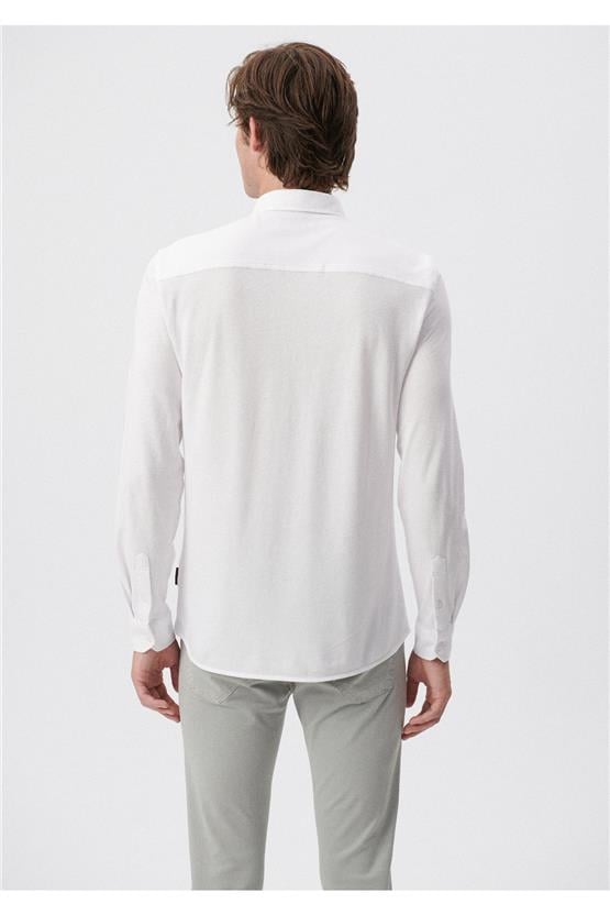 Mavi M0210329-620 Beyaz Erkek Fitted Uzun Kol Gömlek