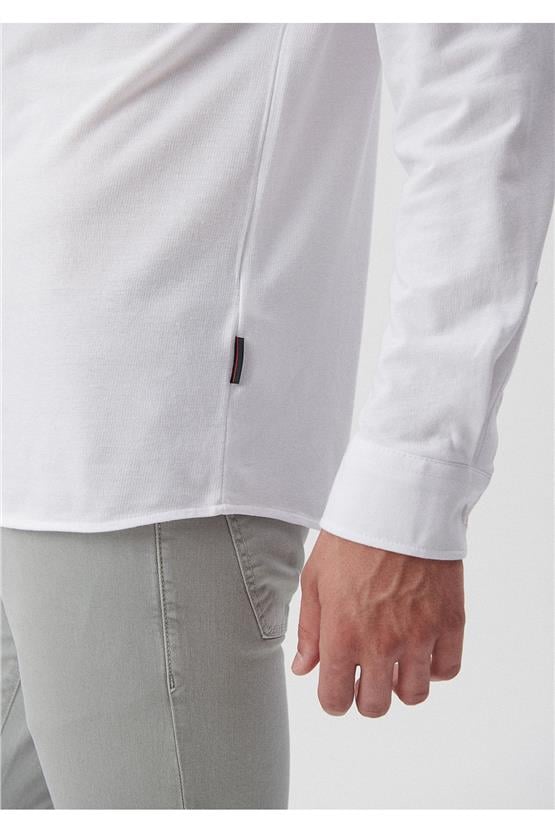 Mavi M0210329-620 Beyaz Erkek Fitted Uzun Kol Gömlek