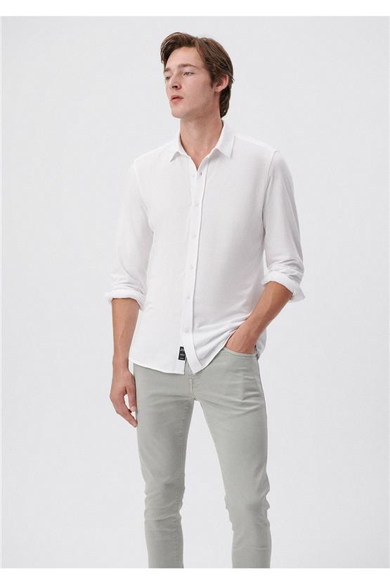 Mavi M0210329-620 Beyaz Erkek Fitted Uzun Kol Gömlek