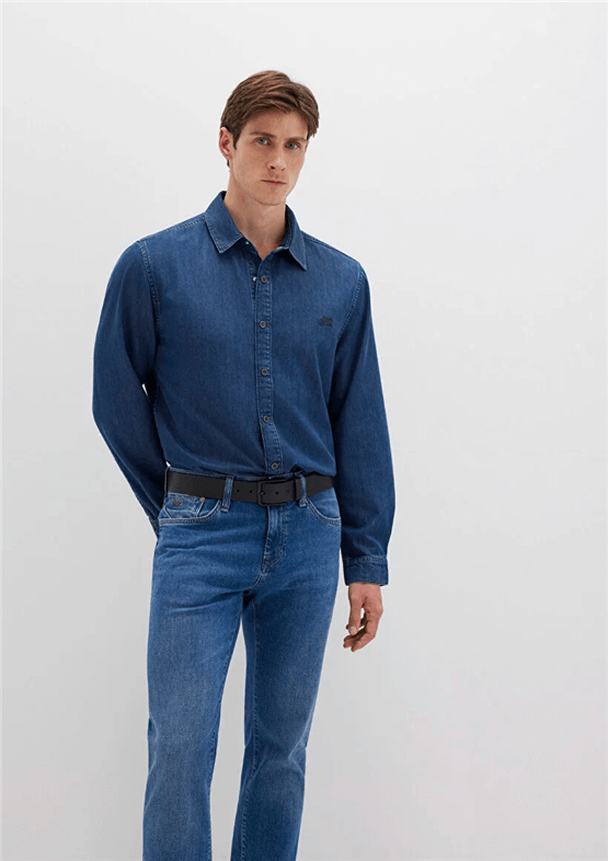 Mavı M0210496-90767 Roy Dark Indıgo Lux Black Erkek Dar Kesım Denım Gomlek