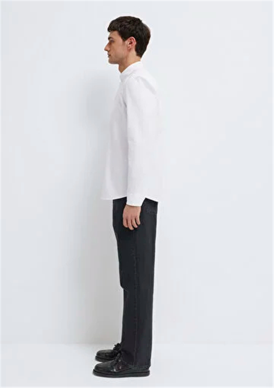 Mavı M0211199-620 Beyaz Erkek Regular Uzun Kollu Duz Gomlek