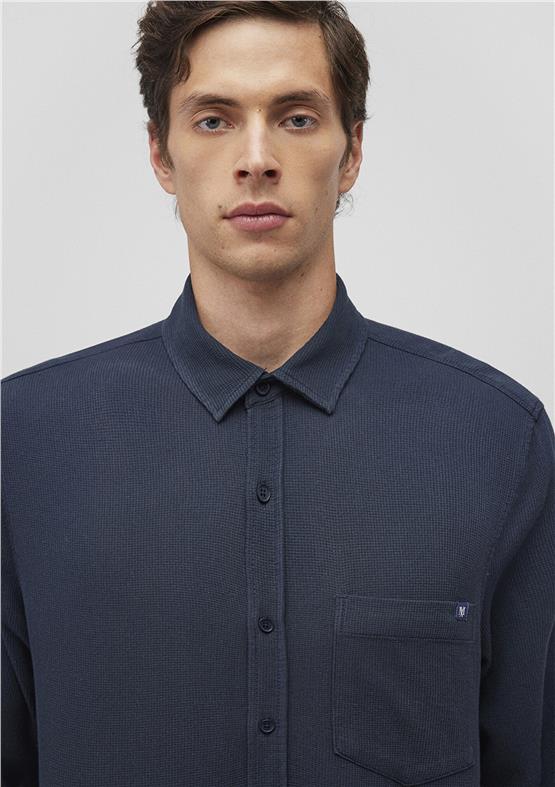 Mavı M0211237-81583 Koyu Lacıvert Erkek Slım Uzun Kol Gomlek