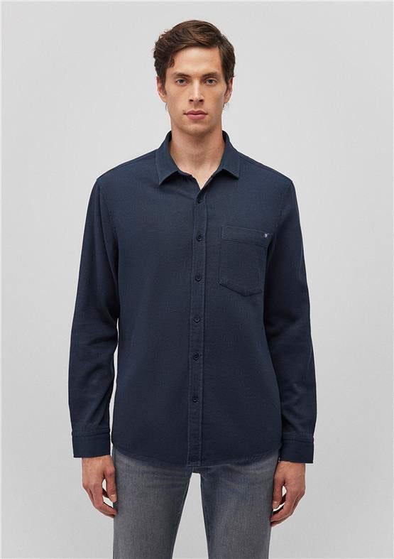 Mavı M0211237-81583 Koyu Lacıvert Erkek Slım Uzun Kol Gomlek