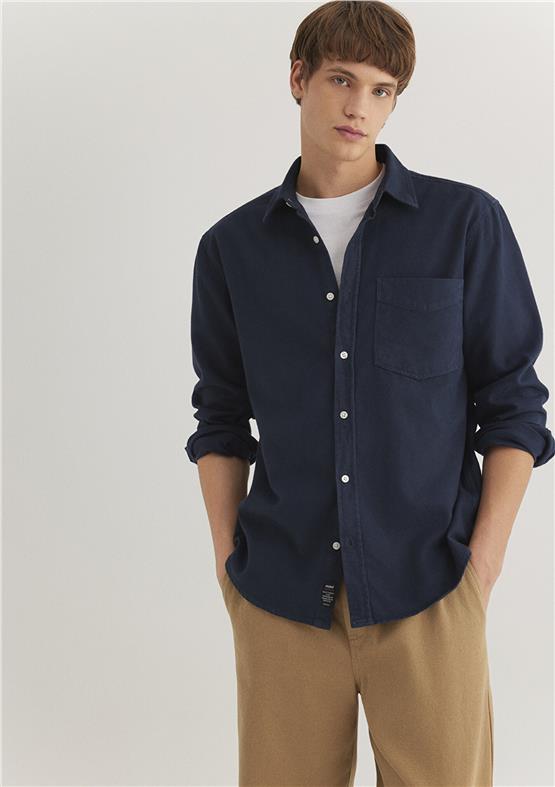 Mavı M0211246-81583 Koyu Lacıvert Erkek Regular Uzun Kol Gomlek