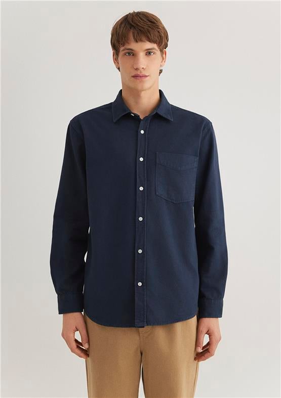 Mavı M0211246-81583 Koyu Lacıvert Erkek Regular Uzun Kol Gomlek