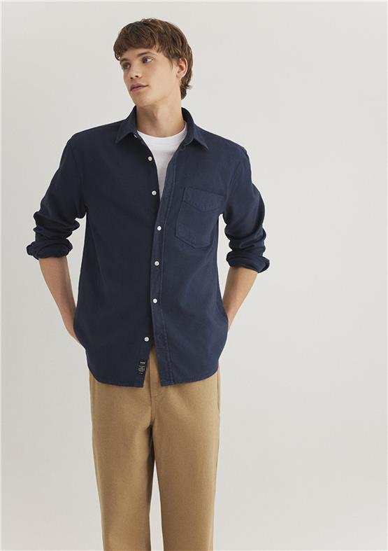 Mavı M0211246-81583 Koyu Lacıvert Erkek Regular Uzun Kol Gomlek