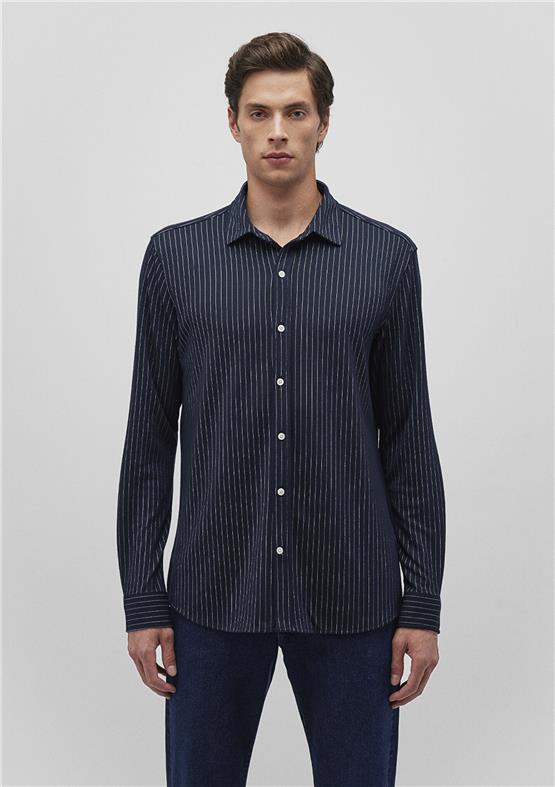 Mavı M0211248-86623 Sky Captaın Erkek Slım Cızgılı Gomlek