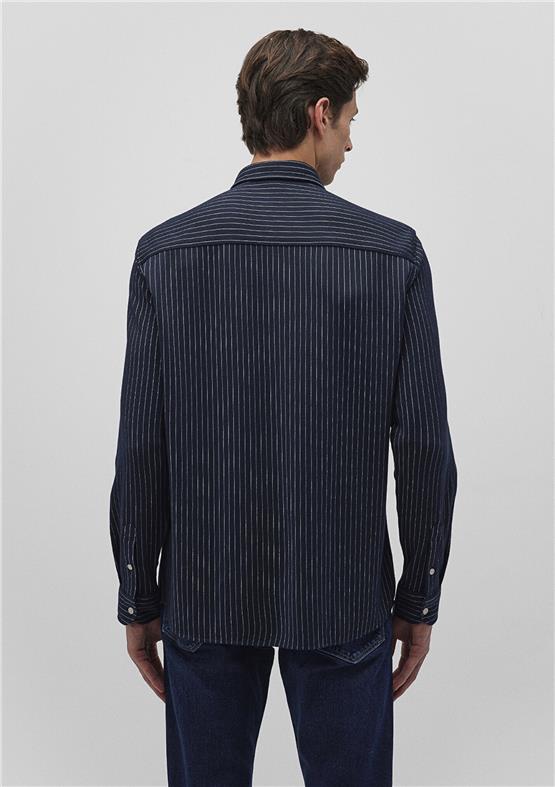 Mavı M0211248-86623 Sky Captaın Erkek Slım Cızgılı Gomlek