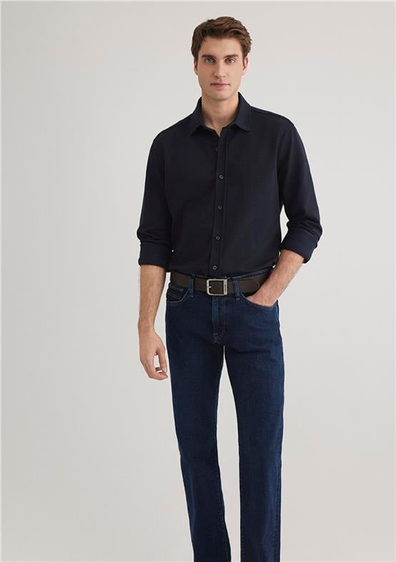 Mavı M0211249-70490 Gece Lacıvert Erkek Slım Uzun Kol Gomlek