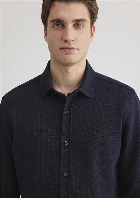 Mavı M0211249-70490 Gece Lacıvert Erkek Slım Uzun Kol Gomlek
