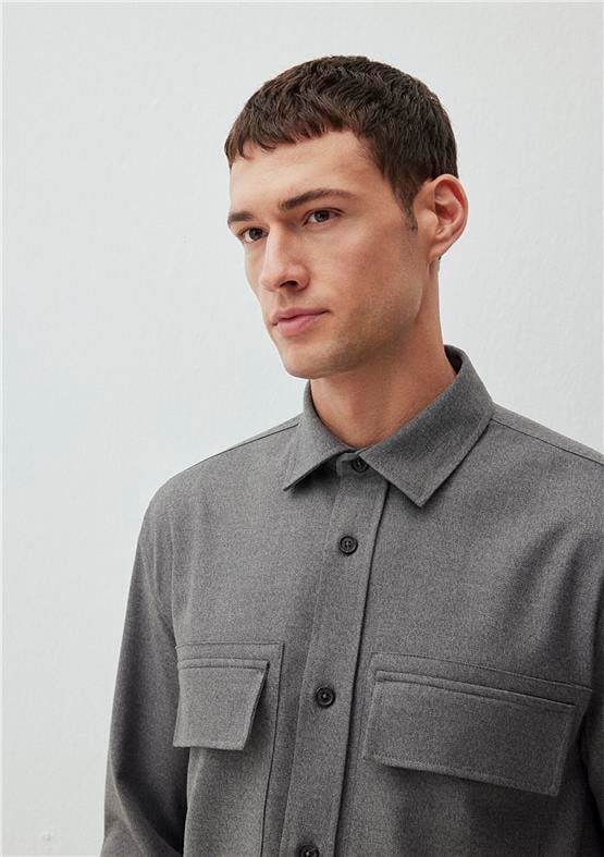 Mavı M0211279-80024 Koyu Grı Melanj Erkek Regular Uzun Kol Gomlek