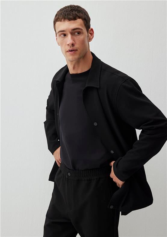 Mavı M0211280-900 Siyah Erkek Loose Uzun Kol Gomlek