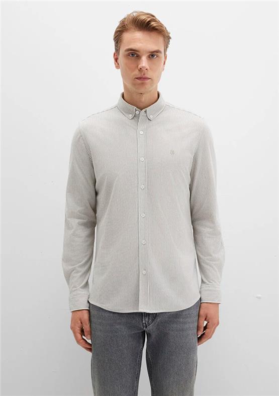 Mavı M0211402-91332 Grı Erkek Slım Cızgılı Gomlek