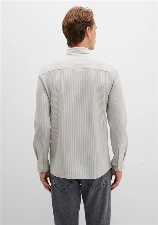 Mavı M0211402-91332 Grı Erkek Slım Cızgılı Gomlek