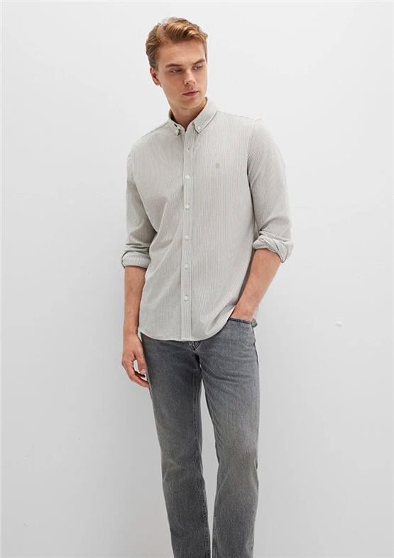 Mavı M0211402-91332 Grı Erkek Slım Cızgılı Gomlek