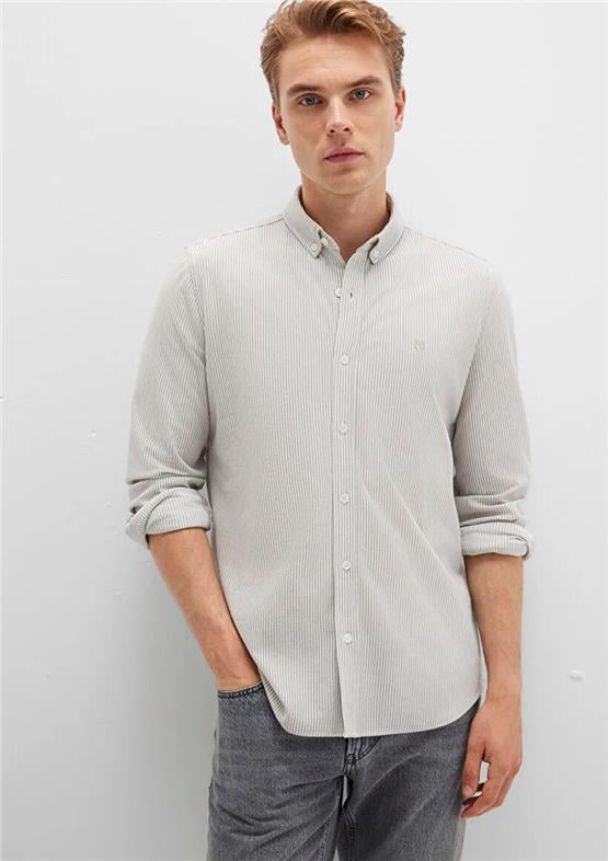 Mavı M0211402-91332 Grı Erkek Slım Cızgılı Gomlek