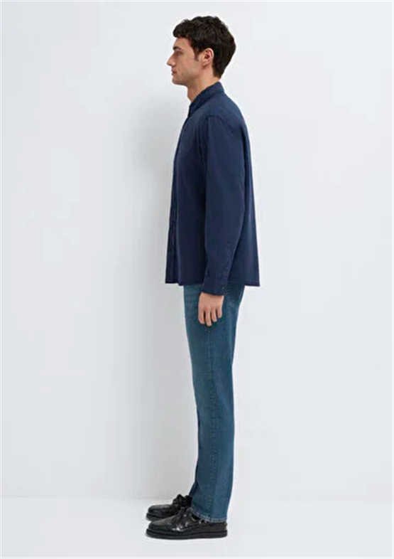 Mavı M0211482-70490 Gece Lacıvert Erkek Regular Uzun Kollu Tencel Gomlek
