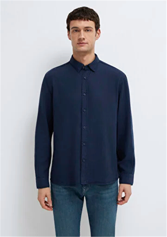 Mavı M0211482-70490 Gece Lacıvert Erkek Regular Uzun Kollu Tencel Gomlek