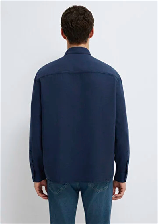 Mavı M0211482-70490 Gece Lacıvert Erkek Regular Uzun Kollu Tencel Gomlek