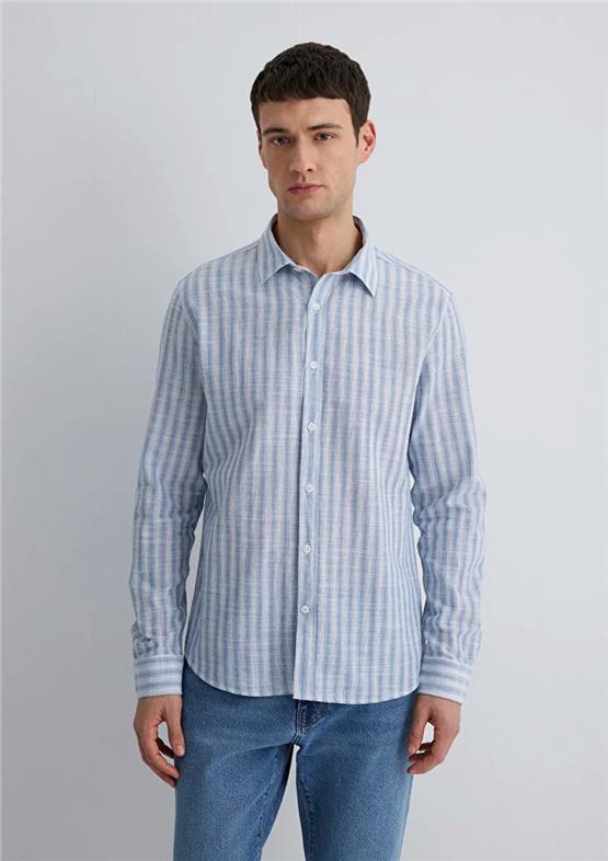 Mavı M0211538-70744 Copen Blue Erkek Regular Cızgılı Gomlek