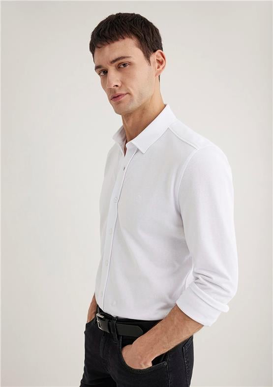 Mavi M0211583-620 Beyaz Erkek Slim Uzun Kollu Gömlek