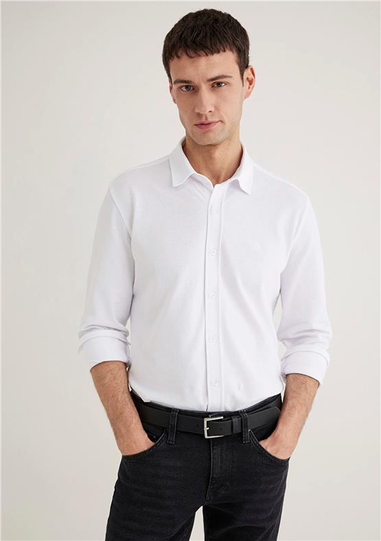 Mavi M0211583-620 Beyaz Erkek Slim Uzun Kollu Gömlek