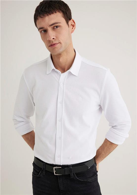 Mavi M0211583-620 Beyaz Erkek Slim Uzun Kollu Gömlek