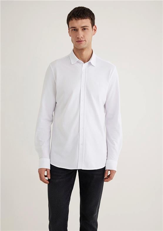 Mavi M0211583-620 Beyaz Erkek Slim Uzun Kollu Gömlek