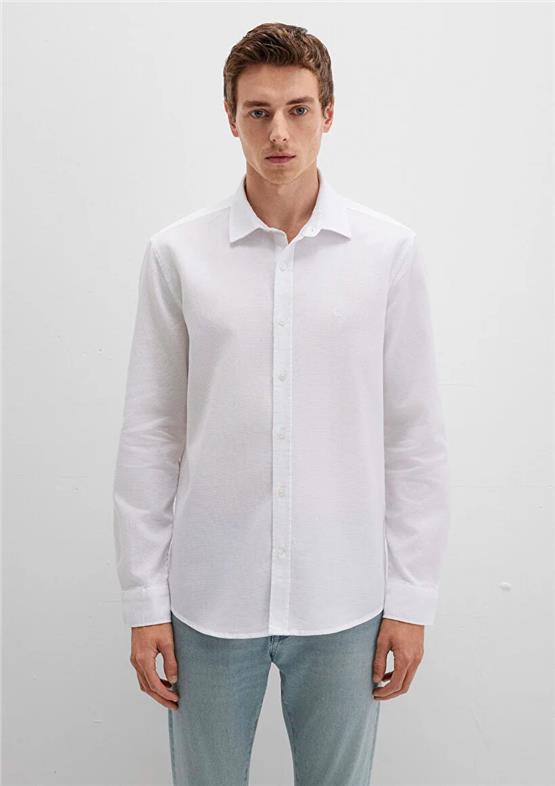 Mavı M0211656-620 Beyaz Erkek Uzun Kollu Dar Kesım Duz Gomlek