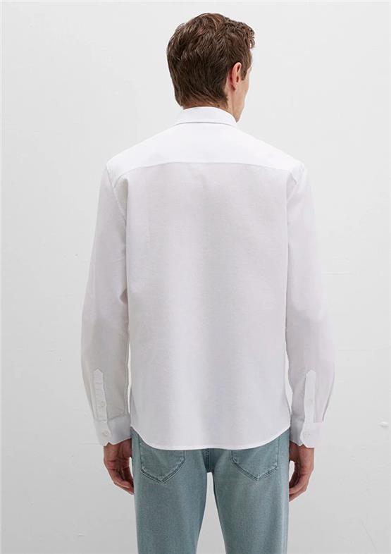 Mavı M0211656-620 Beyaz Erkek Uzun Kollu Dar Kesım Duz Gomlek