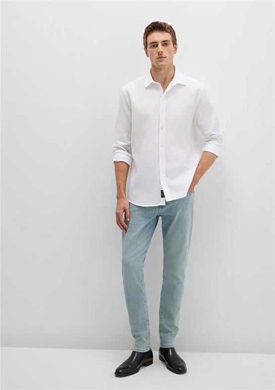 Mavı M0211656-620 Beyaz Erkek Uzun Kollu Dar Kesım Duz Gomlek