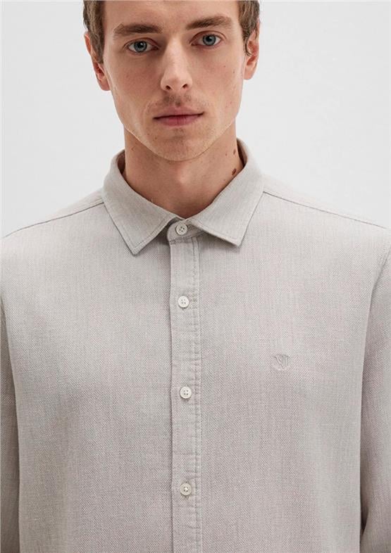 Mavı M0211656-70145 Soluk Toz Bejı Erkek Uzun Kollu Dar Kesım Duz Gomlek