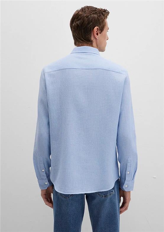 Mavı M0211656-88654 Fıyort Mavı Erkek Uzun Kollu Dar Kesım Duz Gomlek