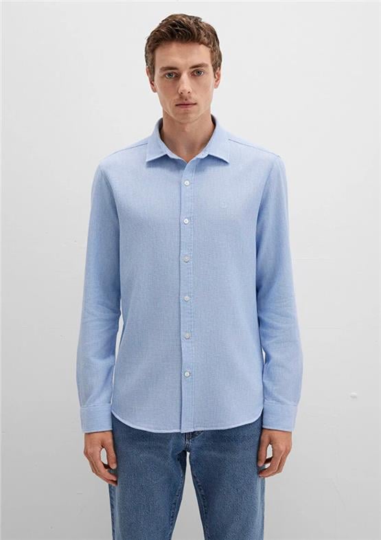 Mavı M0211656-88654 Fıyort Mavı Erkek Uzun Kollu Dar Kesım Duz Gomlek