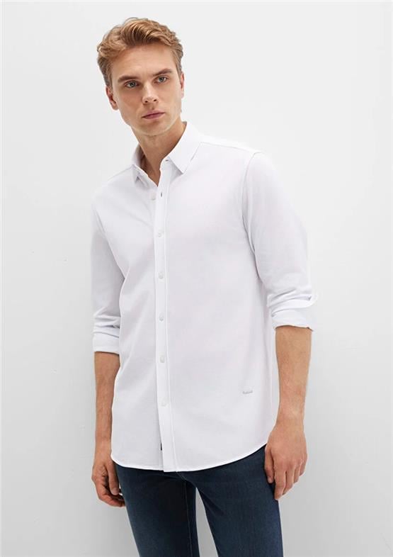 Mavı M0211660-620 Beyaz Erkek Slım Uzun Kol Duz Gomlek