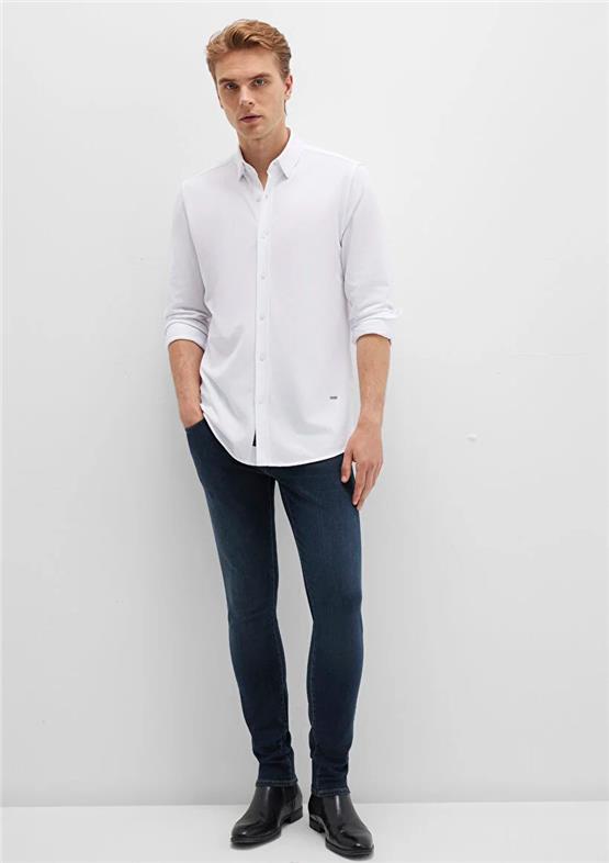 Mavı M0211660-620 Beyaz Erkek Slım Uzun Kol Duz Gomlek