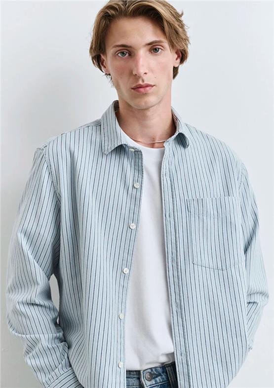 Mavı M0211696-90915 Lıght Indıgo Strıpe Erkek Regular Cızgılı Gomlek