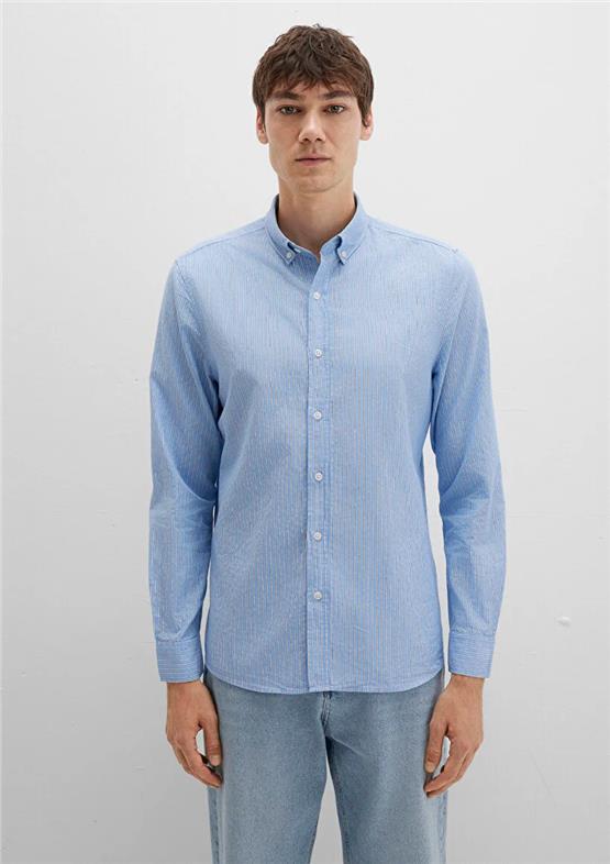 Mavı M0211710-90934 Celestıal Blue Erkek Regular Cızgılı Gomlek