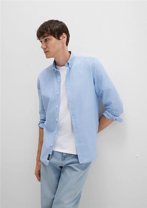 Mavı M0211710-90934 Celestıal Blue Erkek Regular Cızgılı Gomlek