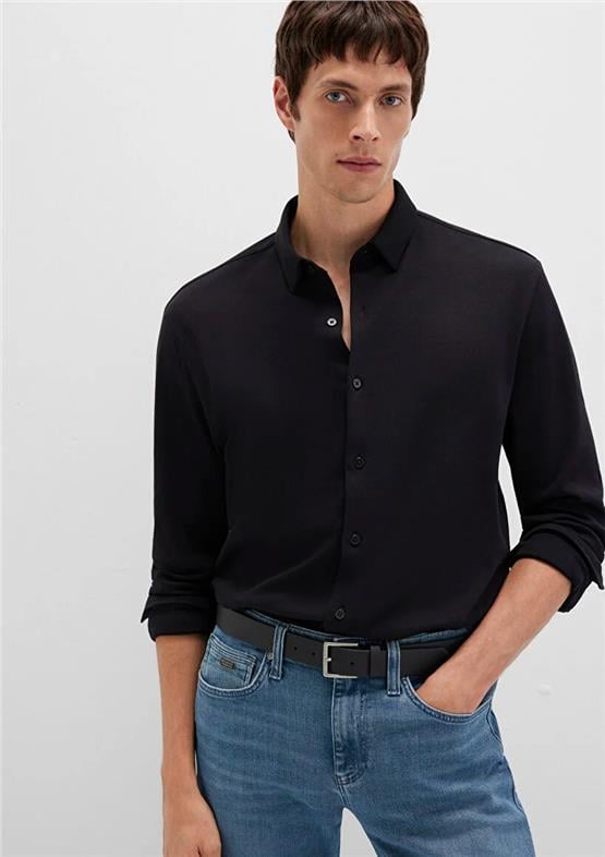 Mavı M0211758-900 Sıyah Erkek Dar Kesım Uzun Kol Duz Gomlek