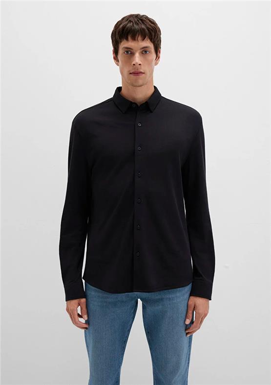 Mavı M0211758-900 Sıyah Erkek Dar Kesım Uzun Kol Duz Gomlek