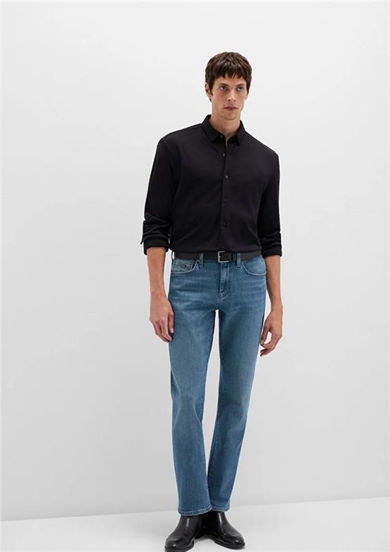 Mavı M0211758-900 Sıyah Erkek Dar Kesım Uzun Kol Duz Gomlek