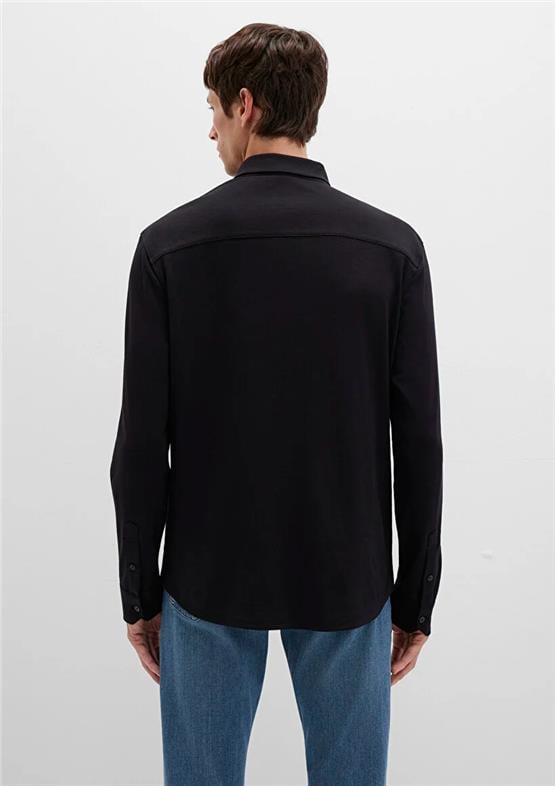 Mavı M0211758-900 Sıyah Erkek Dar Kesım Uzun Kol Duz Gomlek
