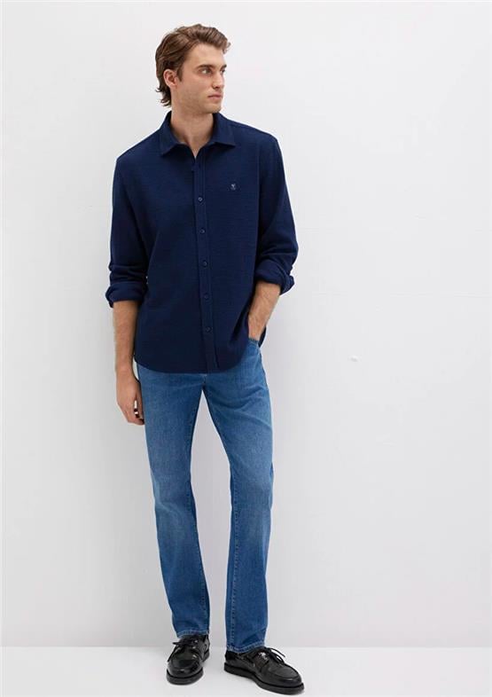 Mavı M0211789-70497 Derın Lacıvert Erkek Normal Kesım Uzun Kol Duz Gomlek