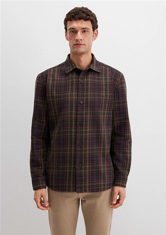 Mavı M0211818-91371 Seal Brown Check Erkek Normal Kesım Ekose Karelı Gomlek