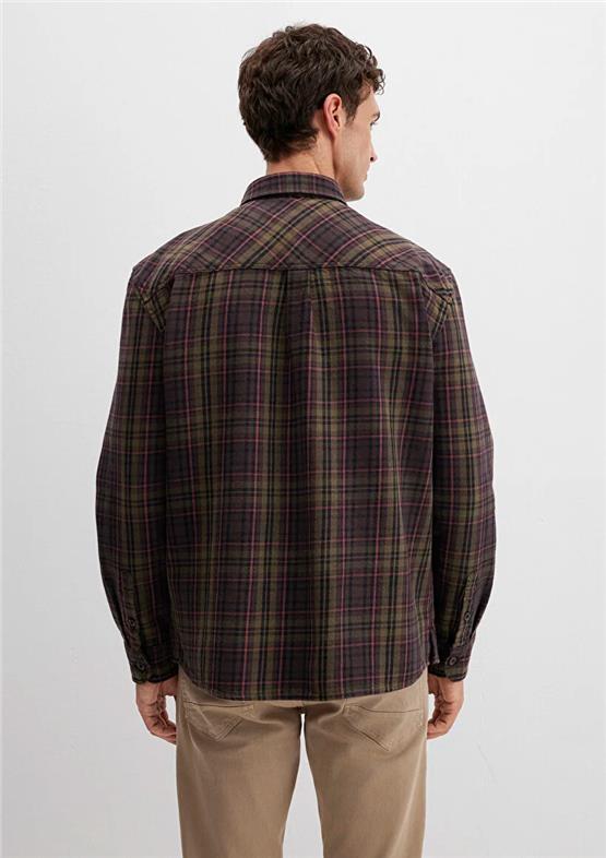 Mavı M0211818-91371 Seal Brown Check Erkek Normal Kesım Ekose Karelı Gomlek