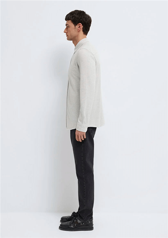 Mavı M0211856-82498 Kar Melanj Erkek Slım Uzun Kollu Duz Gomlek