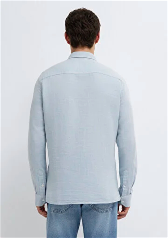 Mavı M0211899-86659 Pacıfıc Coast Erkek Slım Uzun Kollu Duz Gomlek
