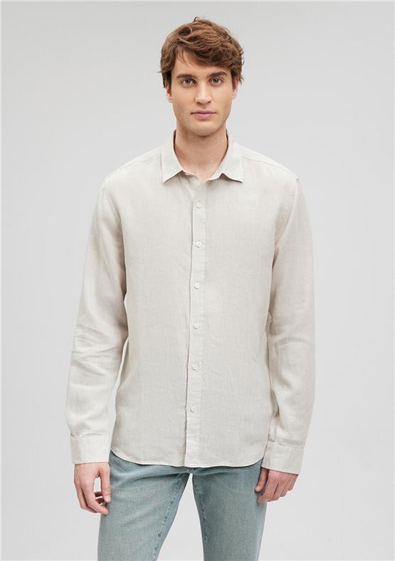 Mavi M021190-70144 Ay Taşı Beji Erkek Slim Keten Gömlek